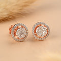Classic 14K Gold Diamond Studs, Elegant Hallmarked rose Gold Diamond Halo Stud Earrings, Dainty Round Cluster Earrings, Lab Grown diamond